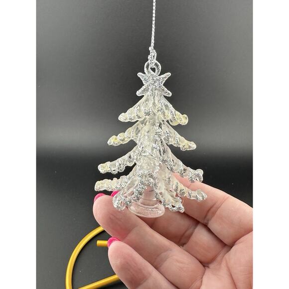 Vintage Hand Spun Glass Christmas Tree Ornament 3" Silver Accents Frosted NIB - Picture 4 of 9